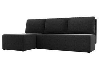 Угловой диван-кровать левый Поло, черный/микровельвет