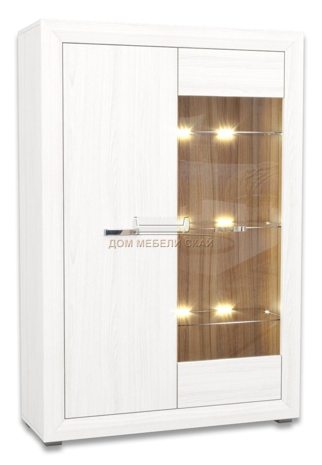 Шкаф-витрина Мальта низкий REG1W1D с подсветкой, лиственница