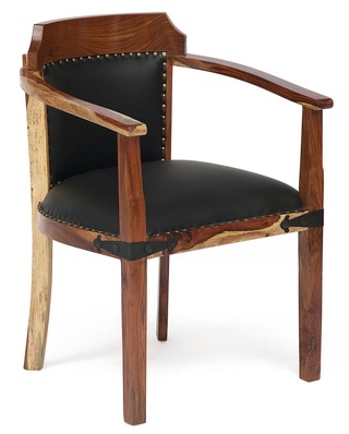 Кресло Бомбей, экокожа черного цвета/натуральный