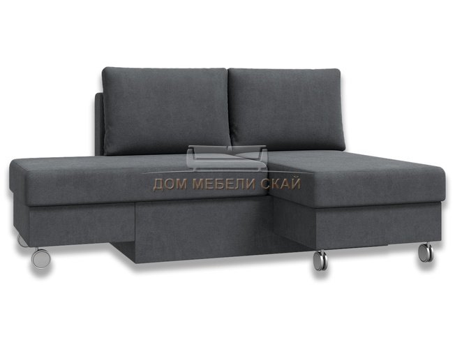 Угловой диван-кровать Лира трансформер, темно-серый велюр