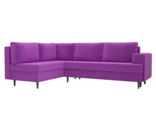 Угловой диван-кровать левый Сильвана, фиолетовый/микровельвет