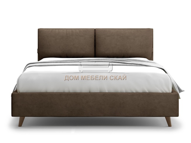 Кровать полутороспальная 140x200 Trazimeno Lux, шоколадный велюр velutto 23