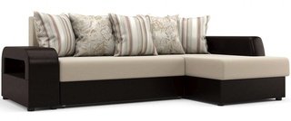 Угловой диван Марго, бежево-коричневый/правый