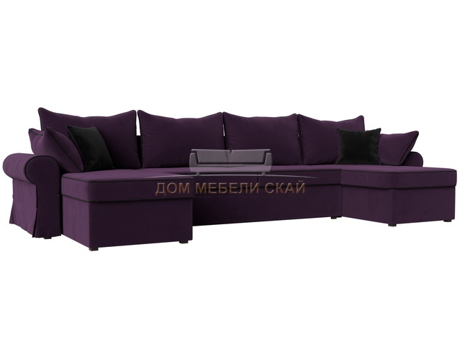 П-образный угловой диван Элис, фиолетовый/велюр