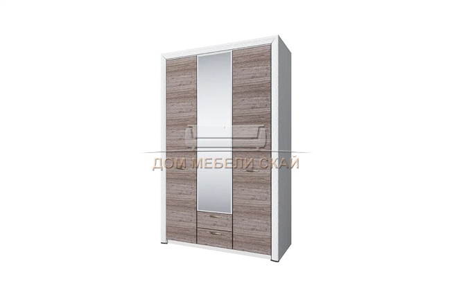 Шкаф 3-дверный Оливия Olivia 3D2S с зеркалом, вудлайн крем/дуб анкона