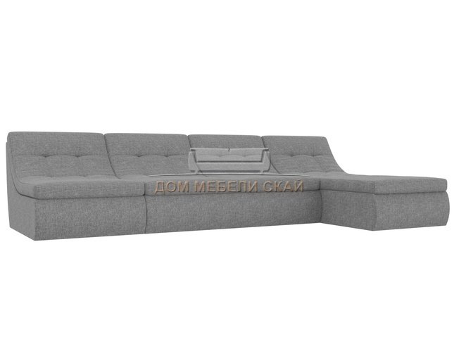 Угловой модульный диван-кровать правый Холидей, серый/рогожка