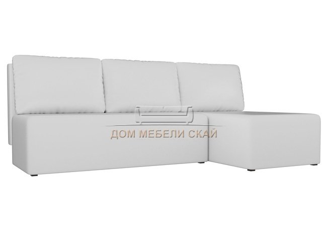 Угловой диван-кровать правый Поло, белый/экокожа
