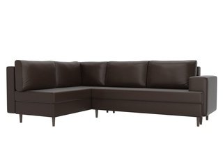 Угловой диван-кровать левый Сильвана, коричневый/экокожа