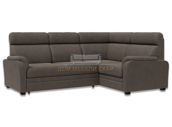 Угловой диван-кровать Омега 3-1, серо-коричневый велюр