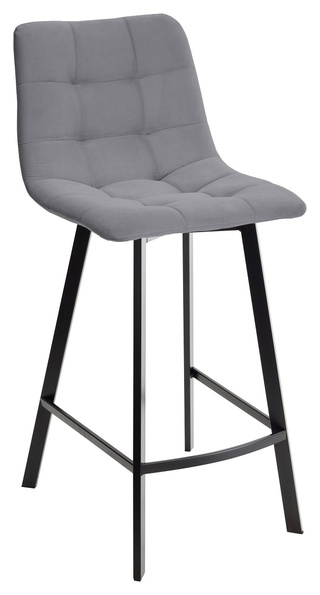 Полубарный стул CHILLI-QB SQUARE, велюр серый #27/черный каркас