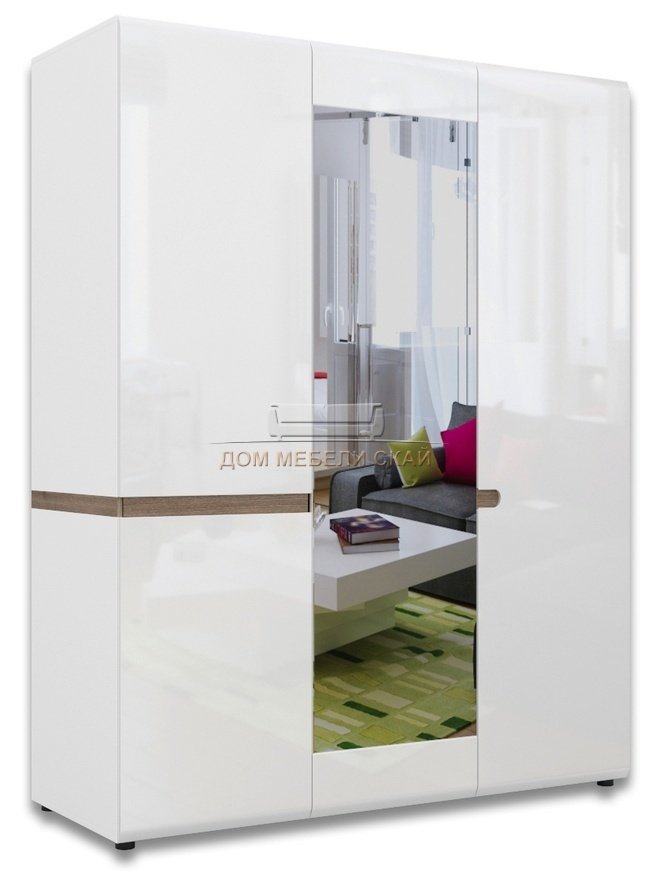 Шкаф 3-дверный Линате 3D /TYP22 A, белый глянец