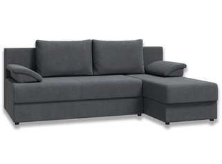 Угловой диван-кровать Лира без боковин, темно-серый велюр