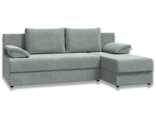 Угловой диван-кровать Лира без боковин, светло-серый велюр