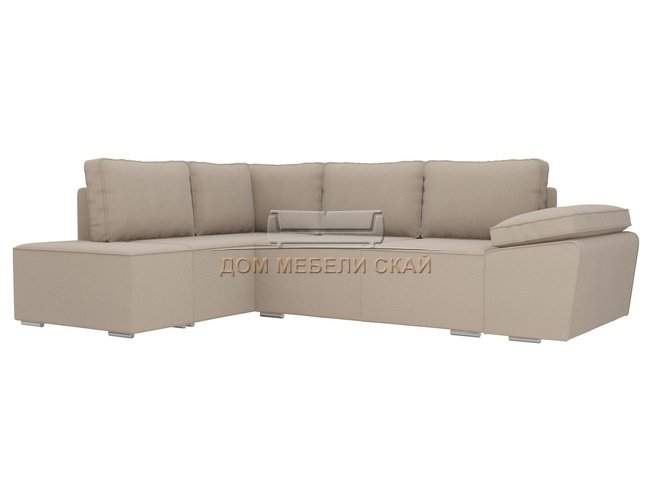 Угловой диван-кровать левый Хавьер, бежевый/рогожка