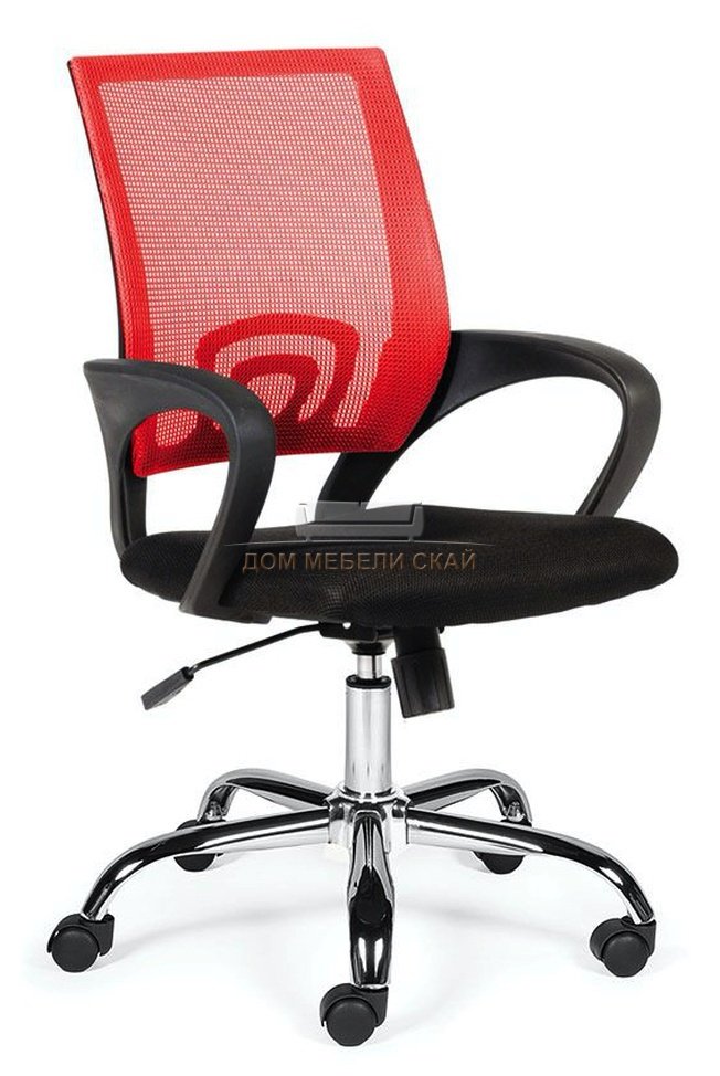 Кресло офисное Спринг, red - black/база хром/красная сетка/черная ткань