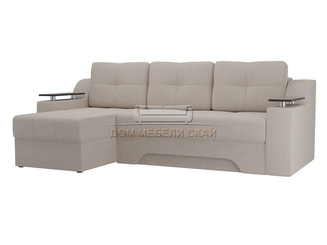 Угловой диван-кровать левый Сенатор, бежевый/рогожка