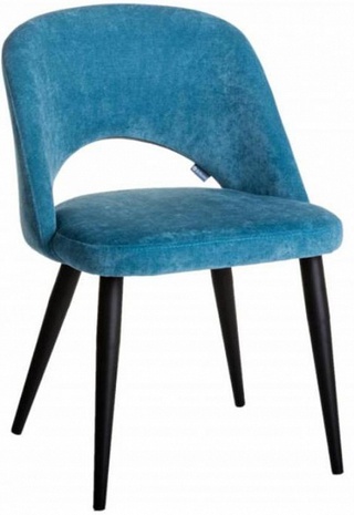 Стул-кресло Lars, велюровый голубого цвета Блю/черный
