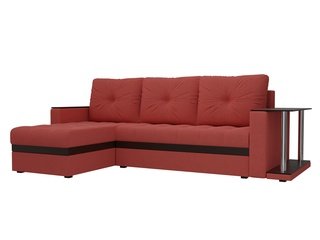 Угловой диван-кровать левый Атланта М, коралловый/микровельвет