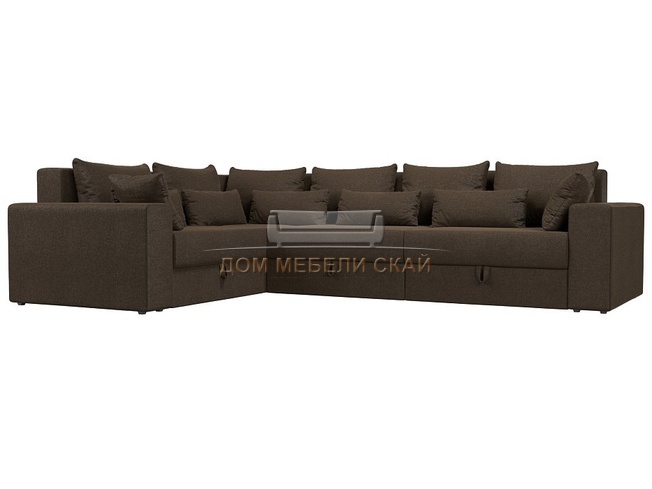Угловой диван-кровать левый Майами Long, коричневый/рогожка