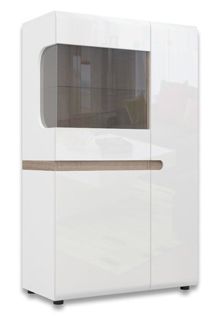 Шкаф-витрина 2-дверный Линате 3D-1S /TYP32, белый глянец