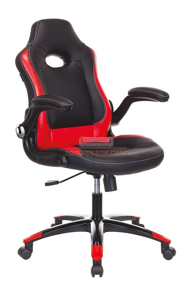 Кресло игровое VIKING-1N, черная экокожа/красные вставки
