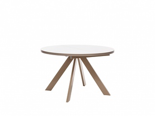 Стол обеденный раздвижной круглый Leset Асгард, стекло капучино/опоры капучино