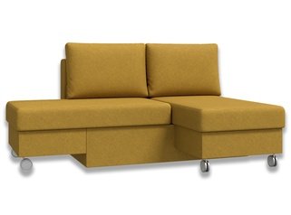 Угловой диван-кровать Лира трансформер, горчичная рогожка