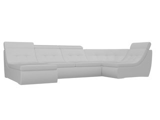 П-образный угловой диван Холидей Люкс, белый/экокожа