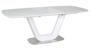 Стол обеденный раскладной OASIS, белый/сатинированное стекло