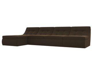 Угловой модульный диван-кровать левый Холидей, коричневый/микровельвет