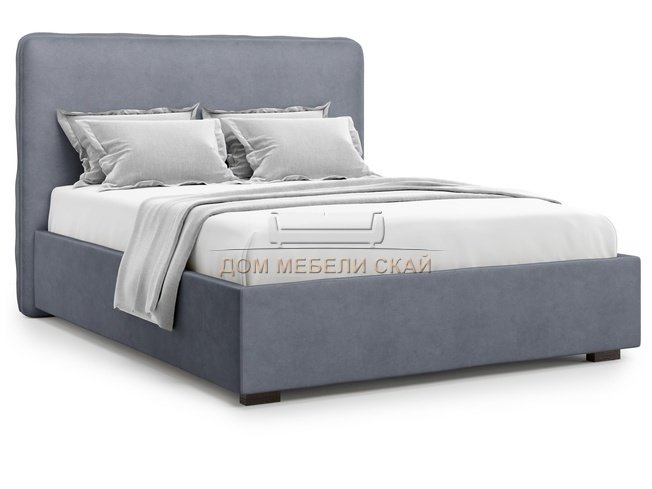 Кровать полутороспальная 140x200 Brachano с подъемным механизмом, серый велюр velutto 32