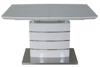 Стол обеденный раскладной MARS 140, белый со стеклом