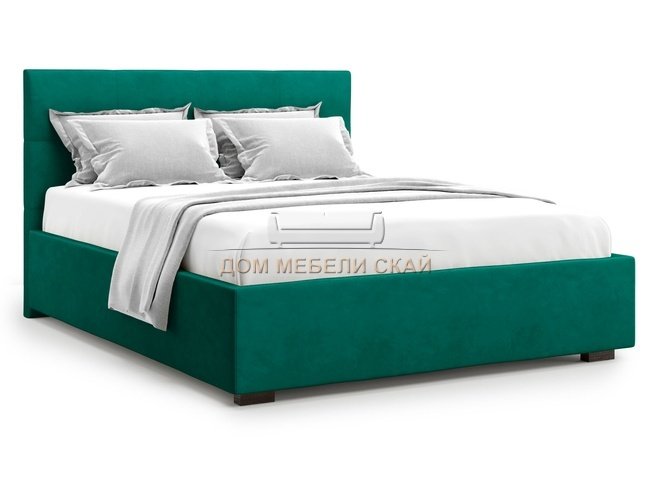 Кровать полутороспальная 140x200 Garda с подъемным механизмом, зеленый велюр velutto 33