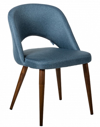 Стул-кресло Lars, рогожка синего цвета эко/темный орех