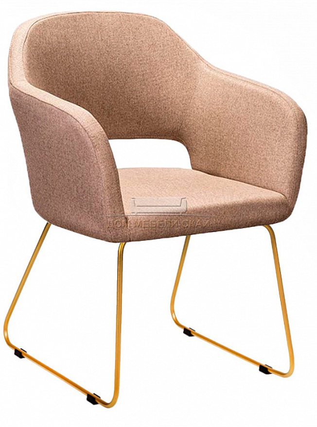 Стул-кресло Oscar, рогожка бежевого цвета браун/линк золото