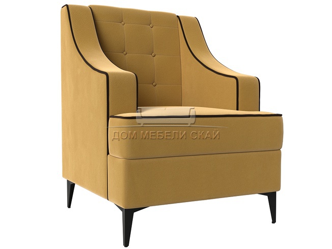 Кресло Марк, желтый/кант коричневый/микровельвет