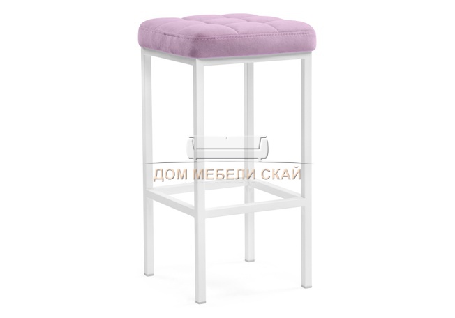 Барный стул Лофт, велюр фиолетовый катания лаванда/белый матовый