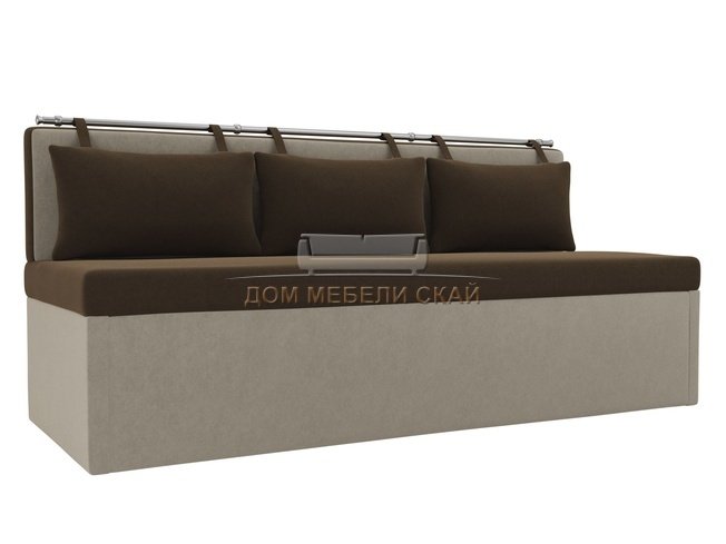 Кухонный диван со спальным местом Метро, коричневый/бежевый/микровельвет