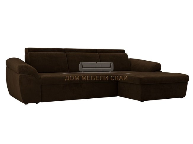 Угловой диван-кровать правый Мисандра, коричневый/велюр