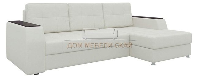 Угловой диван-кровать правый Эмир Б/С, белый/экокожа