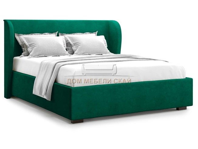 Кровать полутороспальная 140x200 Tenno с подъемным механизмом, зеленый велюр velutto 33