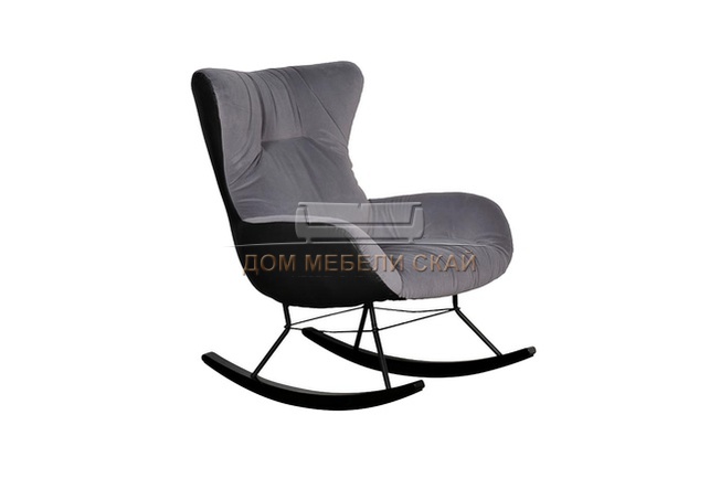 Кресло-качалка 30C-DX-1943-1, велюр/экокожа серый