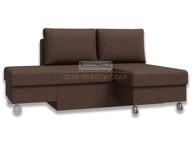 Угловой диван-кровать Лира трансформер, коричневый/рогожка