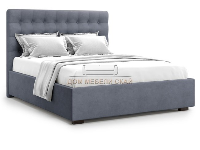 Кровать полутороспальная 140x200 Brayers без подъемного механизма, серый велюр velutto 32
