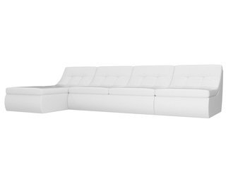 Угловой модульный диван-кровать левый Холидей, белый/экокожа