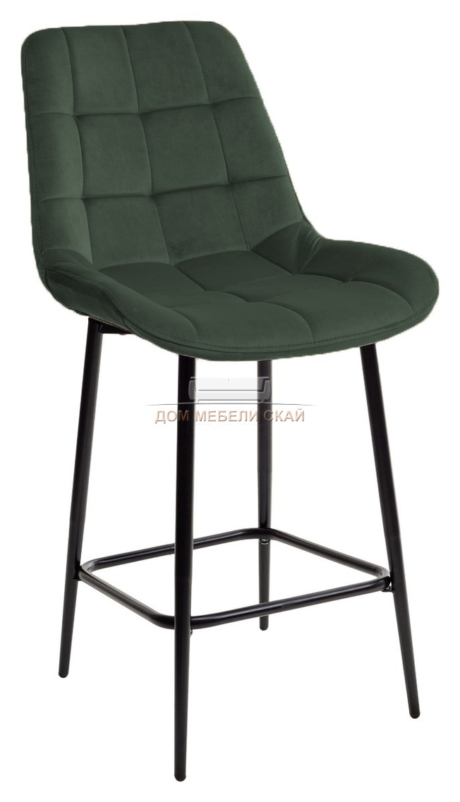 Полубарный стул ХОФМАН, велюровый зеленого цвета H-30/черный каркас