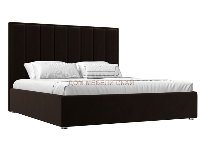 Кровать двуспальная 160x200 Афродита с ПМ, коричневый микровельвет