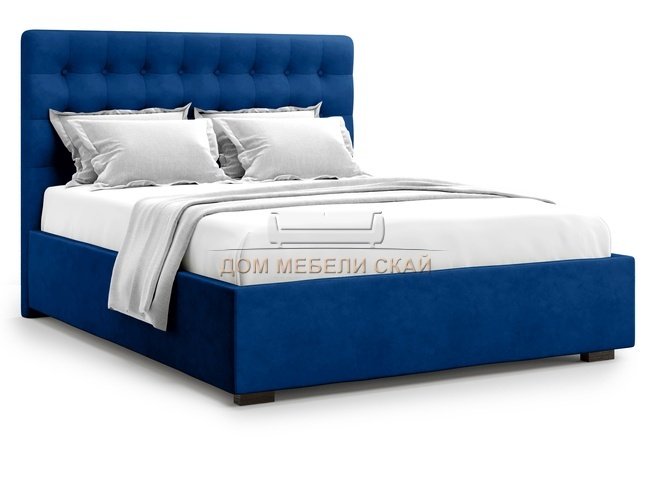 Кровать полутороспальная 140x200 Brayers без подъемного механизма, синий велюр velutto 26