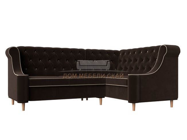 Угловой диван правый Бронкс, коричневый/микровельвет