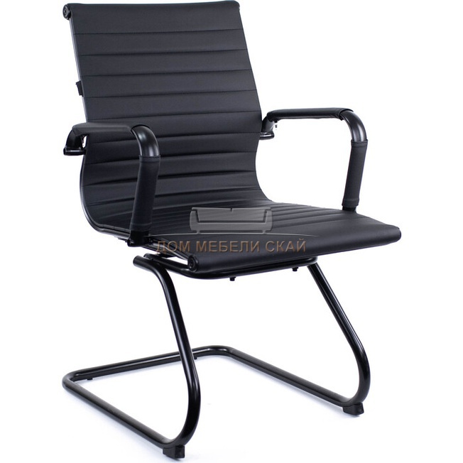 Кресло для посетителей Leo Black CF, черная экокожа